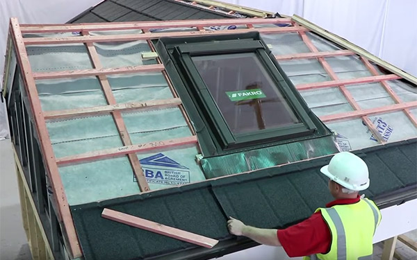 How to tile a roof with lightweight metal roof tiles: Rooflight Window